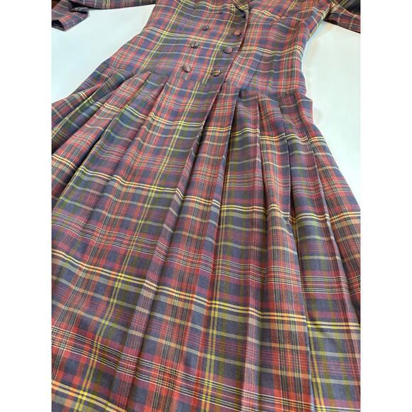 Vintage Laura Ashley Size 6 Plaid Tartan Double-Breasted Drop Waist Riding Dress - Picture 6 of 15